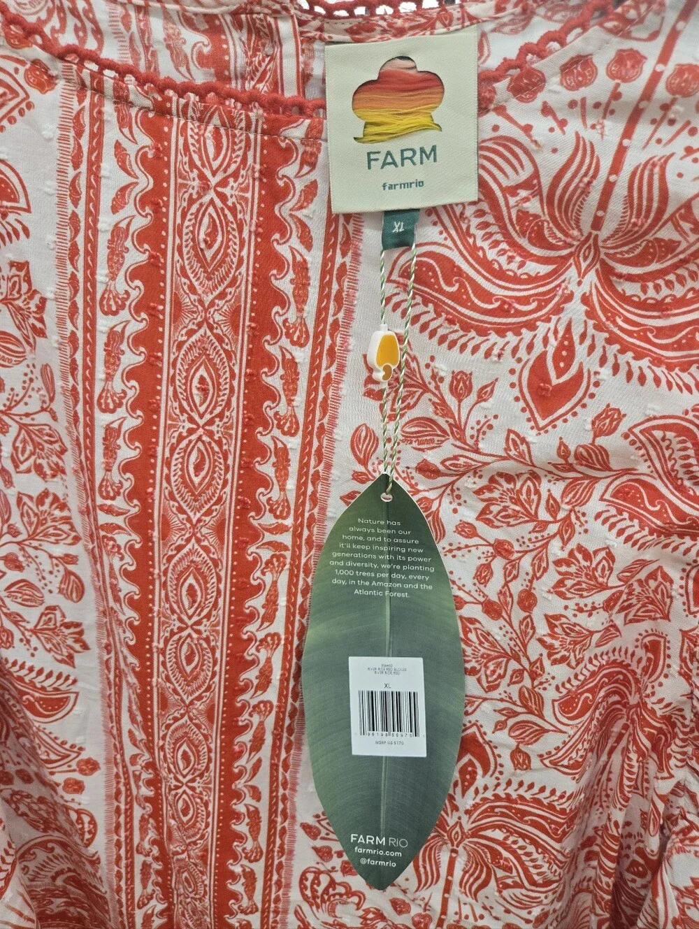NWT FARM Rio River Ride Red Blouse Sz XL